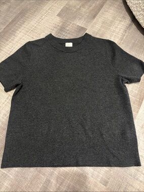 Charcoal Short Sleeve Knit Top